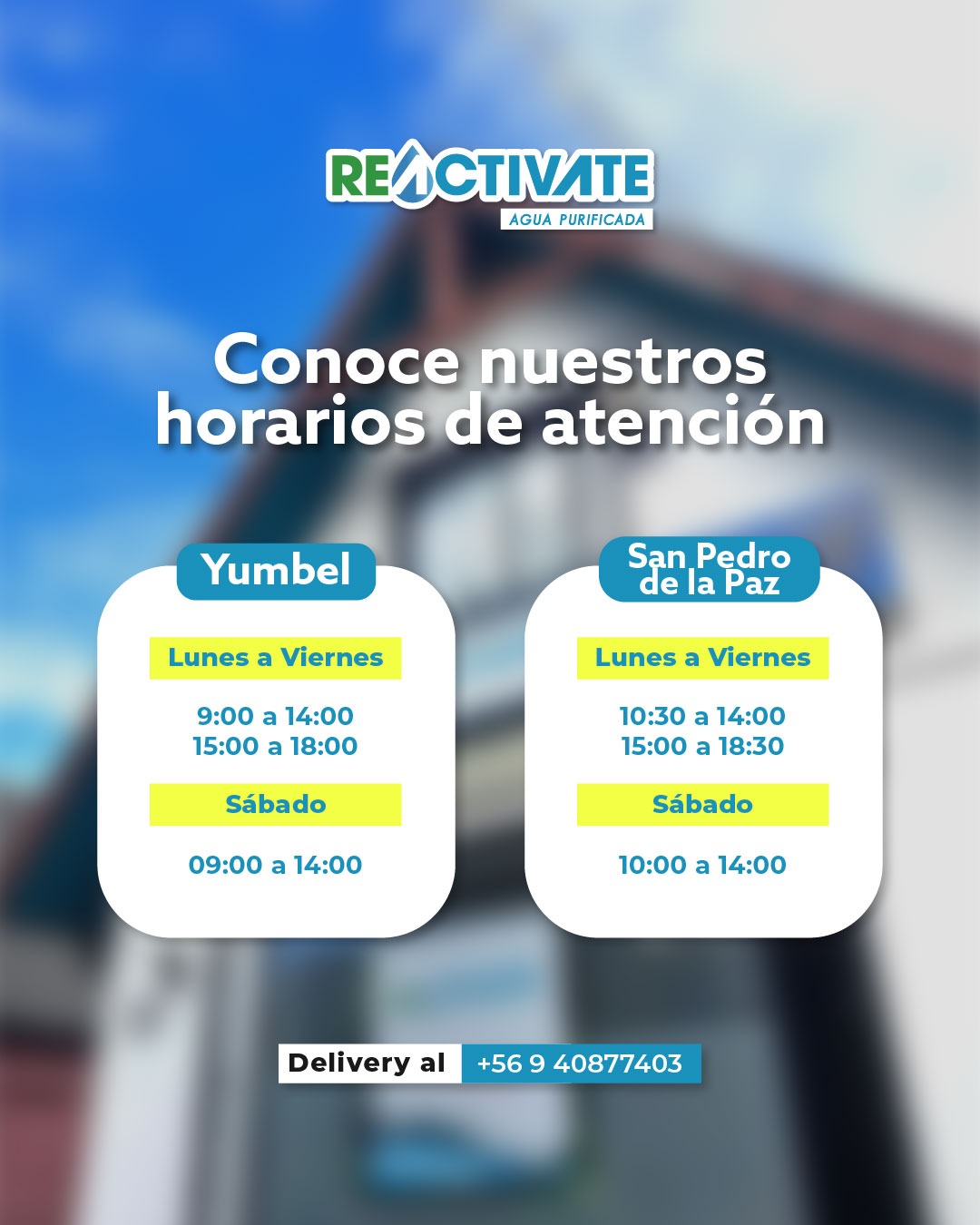Horarios de atención Agua Reactívate